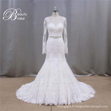 Longues manches See Through retour romantique mariage robe